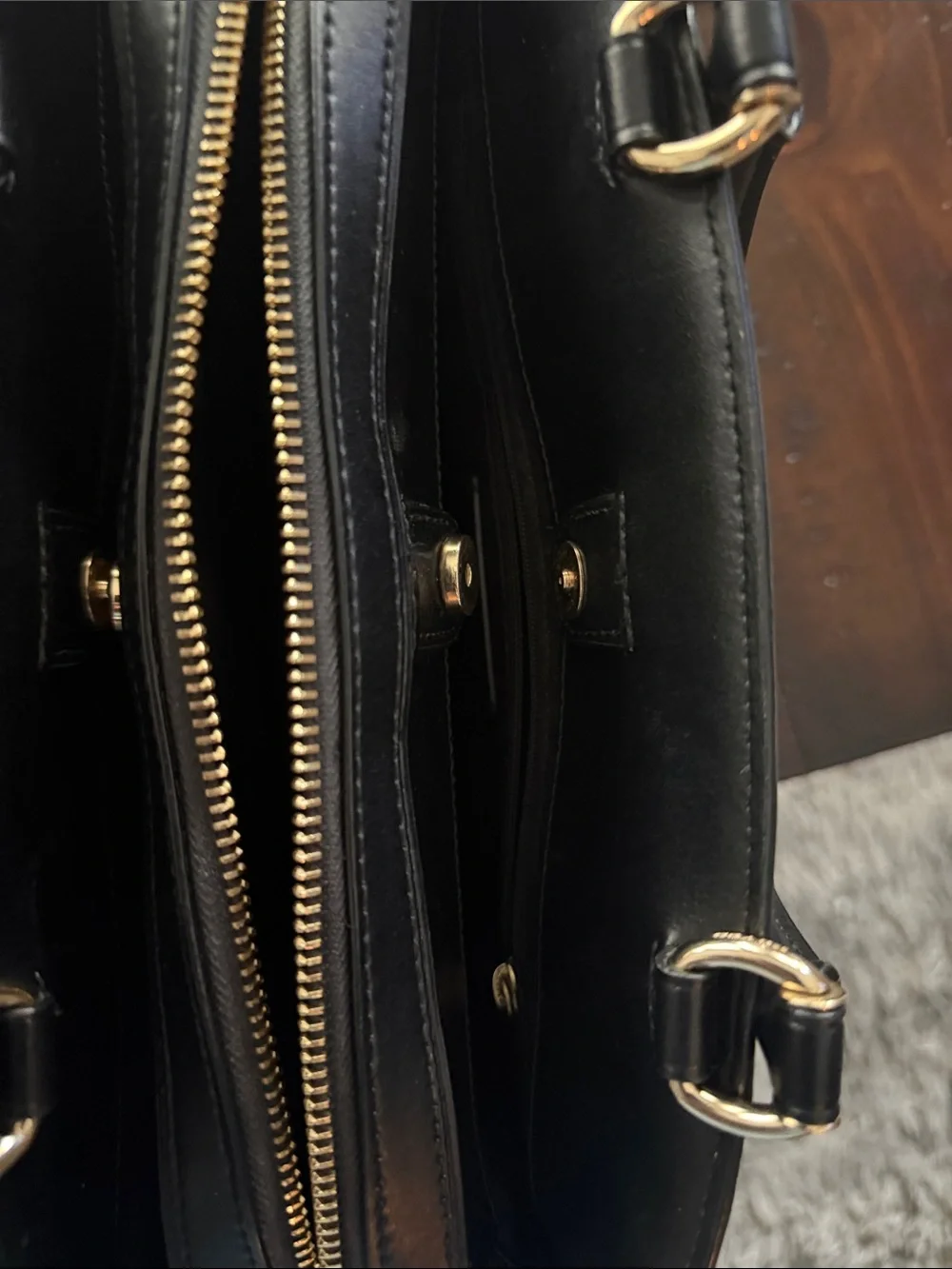 Coach Brown Logo Dome Satchel with Black Trim
